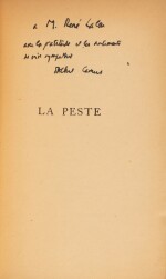 La Peste. Paris, 1947. Exemplaire du service de presse avec envoi à l'écrivain René Lalou.