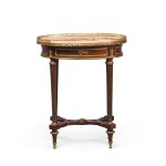  A FRENCH GILT-BRONZE MOUNTED MAHOGANY OCCASIONAL TABLE, BY GUILLAUME GROHE, AFTER A MODEL BY ADAM WEISWEILER, CIRCA 1870