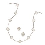 Van Cleef & Arpels | Mother-of-Pearl 'Vintage Alhambra' Necklace and Pair of Earclips, France