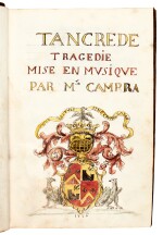 A. Campra. Early eighteenth-century manuscript short score of the opera "Tancrède", 1726
