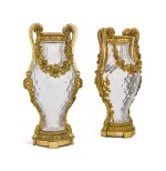 A pair of Napoleon III gilt-bronze mounted and cut-glass vases, second half 19th century