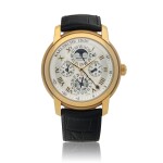 Jules Audemars Equation du Temps, Ref. 26003BA.OO.D088CR.01100  Yellow gold perpetual calendar wristwatch with equation of time, sunset/sunrise times, moon phases and leap-year indication calibrated for the German city Karlsruhe  Circa 2007