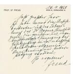 Freud, Autograph letter signed, about Magnus Hirschfeld, Vienna, 26 April 1928