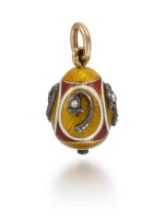 A Fabergé jewelled gold and guilloché enamel egg pendant, St Petersburg, 1899-1903