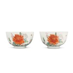 A pair of later-enameled famille-rose 'floral' bowls, Marks and period of Yongzheng | 清雍正 後加彩粉彩牡丹圖盌一對 《大清雍正年製》款