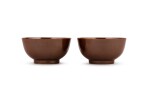 A pair of cafe-au-lait glazed bowls Marks and period of Kangxi | 清康熙 紫金釉盌一對  《大清康熙年製》款