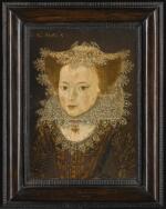 CIRCLE OF ROBERT PEAKE | Portrait of a girl, half-length, in a lace cap and ruff