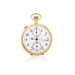RETAILED BY BAILEY, BANKS, & BIDDLE CO.: A YELLOW GOLD OPEN FACED SPLIT-SECOND CHRONOGRAPH WATCH, CIRCA 1890
