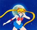 Sailor Moon Special Move Bank Animation Cel with Douga and Printed Background | 美少女戰士必殺技既定複用賽璐璐，附線稿及印刷背景