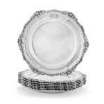 Seven George IV silver plates from the Sampaio Service, Paul Storr for Storr & Mortimer, London, 1823