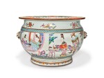 A Rare and Large Chinese Export Famille-rose 'Figures' Fishbowl, Qing Dynasty, Yongzheng Period | 清雍正  粉彩描金人物故事圖大缸