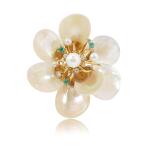 Mother-of-pearl, gem set and diamond brooch, 'Lotus'