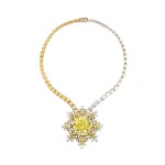 A Magnificent Fancy Vivid Yellow Diamond and Diamond Pendent Necklace | 超凡至尊【軒轅之星】艷彩黃色鑽石配鑽石項鏈