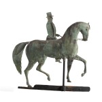 VERY FINE MOLDED SHEET COPPER AND ZINC HORSE AND RIDER WEATHERVANE, MASSACHUSETTS, CIRCA 1850