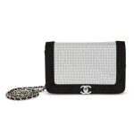 Silver and Black Velvet and Mirror Wallet on Chain Silver Hardware, 2020