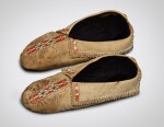 Pair of Quilled and Beaded Hide Moccasins, Northeastern Woodlands, possibly Haudenosaunee