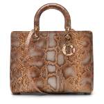 Gold and Grey Large Lady Dior Bag in Python Skin with Silver Tone Hardware, 2011