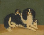 ENGLISH SCHOOL, 19TH CENTURY | CAVALIER KING CHARLES SPANIELS WITH PUPPIES: A PAIR OF PAINTINGS