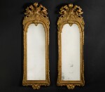 A pair of George I gilt-gesso and giltwood pier mirrors, circa 1715-25, attributed to John Belchier