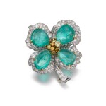 Emerald and diamond brooch | 祖母綠配鑽石別針