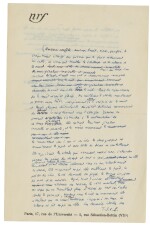 2 lettres, 1948 et 1957, et un manuscrit (extrait de "La Femme adultère").