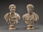Pair of Monumental Busts of the Roman Emperors Lucius Verus and Antoninus Pius 