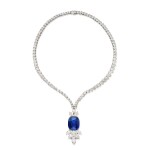 An Important Sapphire and Diamond Pendant-Necklace |  海瑞溫斯頓 | 項鏈