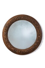 An Italian Baroque Carved and Giltwood Circular Frame, Now Fitted as a Mirror
