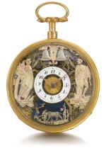 SWISS | A QUARTER REPEATING AUTOMATON WATCH WITH JACQUEMARTS IN LATER GILT-METAL CASE  CIRCA 1800 AND LATER