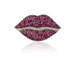 Ruby, pink sapphire and diamond brooch, 'Kiss', Michele della Valle