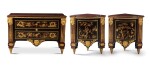 A Louis XV gilt-bronze and Chinese lacquer commode and a pair of encoignures en suite, circa 1765, attributed to Pierre Garnier