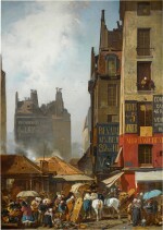 'Souvenir de Paris': a market scene at Les Halles, Paris