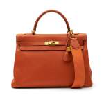 Orange Retourne Kelly 35cm in Taurillon Clemence Leather with Gold Hardware, 2005