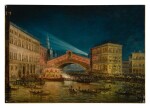 Night-time view of the Rialto on the Feast of the Redentore