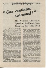 Winston S. Churchill | "One Continent Redeemed!" Mr. Winston Churchill’s Speech to the United States Congress'. London: St. Clement’s Press, 1943