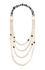 Ivory and Black Resin Pearl Multi Strand CC Logo Necklace, Cir 2010