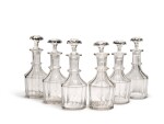A SET OF SIX GLASS DECANTERS FROM THE GRAND DUKE MICHAEL MIKHAILOVICH BANQUET SERVICE, IMPERIAL GLASSWORKS, ST PETERSBURG, 19TH CENTURY