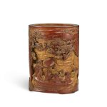 A carved bamboo 'Red Cliff' brushpot, Early Qing dynasty 清初 竹雕赤壁圖筆筒