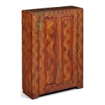RARE RED AND YELLOW GRAIN-PAINTED YELLOW PINE CUPBOARD, PROBABLY TEXAS, CIRCA 1860