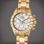 Reference 116528H Daytona | A yellow gold and diamond-set automatic chronograph wristwatch with bracelet and mother-of-pearl dial, Circa 2007