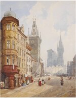 THOMAS SHOTTER BOYS | VIEW OF PRAGUE, LOOKING TOWARDS OLD TOWN SQUARE WITH THE RATHAUS AND TYN CHURCH