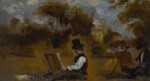 CIRCLE OF JOHN CONSTABLE, R.A. | Recto: Two artists sketching in a landscape; Verso: A man holding a guineapig and its cage