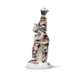 A ST. JAMES'S (CHARLES GOUYN)-TYPE PORCELAIN HARLEQUIN SCENT BOTTLE AND STOPPER 19TH CENTURY 