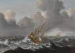 Dutch warships in a rough sea