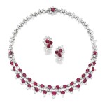 Harry Winston | Ruby and Diamond Necklace and Pair of Earclips