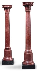 A PAIR OF ENGLISH FAUX PORPHYRY SCAGLIOLA COLUMNS FIRST HALF OF 19TH CENTURY