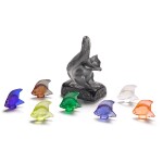 A Lalique model of a squirrel and eight models of tropical fish, modern