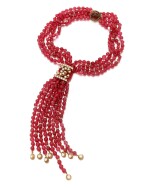 Red vitrum pastae and crystal necklace