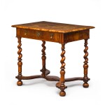 A William and Mary walnut, olive and cocus wood oyster-veneered side table, last quarter 17th century