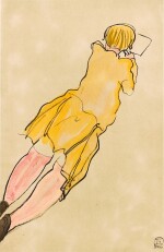 Sanyu 常玉 | Femme à la robe jaune avec chaussettes roses 黃洋裝粉長襪女士